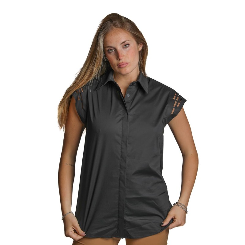 camicia jijil DONNA NERA - JPE23CA456 vista frontale indossata