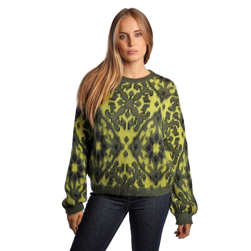 maglione jijil DONNA VERDE - JPI23MK165 vista frontale indossato