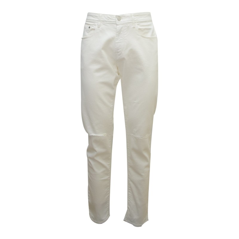 jeans cycle UOMO 31 BIANCO PANNA - TOUCH STRETCH SKINNY KNEE AND BOTTOM LEG DISTRESSED - 341P505 vista frontale