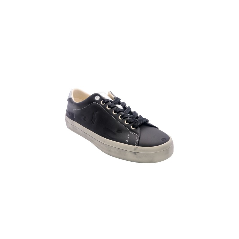 scarpe polo ralph lauren UOMO NERE E BIANCHE BLK/WHT - LONGWOOD-SK-VLC vista laterale