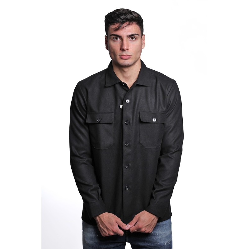 camicia alessandro lamura UOMO NERA - JAMES P vista frontale indossata