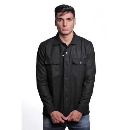 camicia alessandro lamura UOMO NERA - JAMES P vista frontale indossata