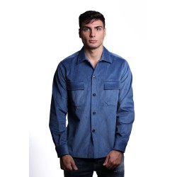 camicia alessandro lamura UOMO BLU - SHIRT JACKET vista frontale indossata