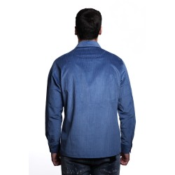 camicia alessandro lamura UOMO BLU - SHIRT JACKET vista posteriore indossata