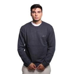 maglione sun8 UOMO 07 NAVY BLUE - K44122 vista frontale indossato