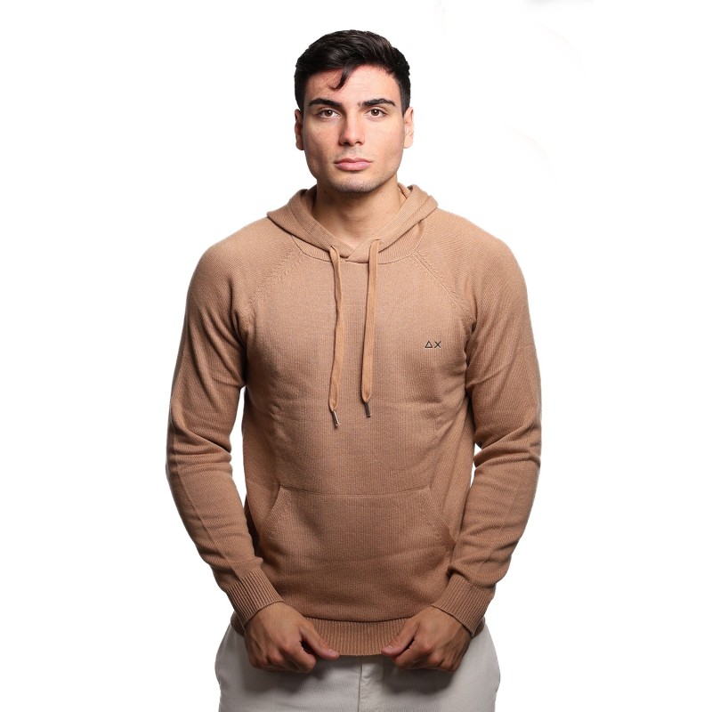 maglione sun68 UOMO 16 BEIGE - K44113 vista frontale indossato