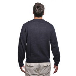 maglione socks burger and fries UOMO 07 NAVY BLUE - BFK44114 vista posteriore indossato