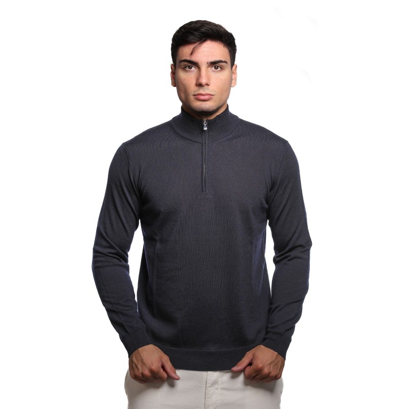 maglioncino masq UOMO BLU 650 - I24-M1007-14-01 vista frontale indossato
