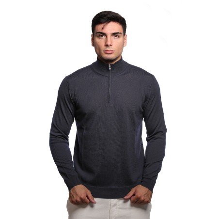 maglioncino masq UOMO BLU 650 - I24-M1007-14-01 vista frontale indossato