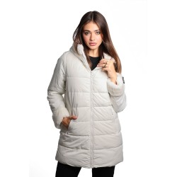 giubbino lungo refrigue DONNA BIANCO SPORCO CLOUD - 2821O00045 - JACKET HEDEN vista frontale indossato
