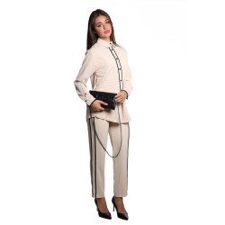 pantalone jijil DONNA AVORIO E NERO - JPI24PA022 vista completo laterale
