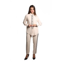 pantalone jijil DONNA AVORIO E NERO - JPI24PA022 vista completo frontale