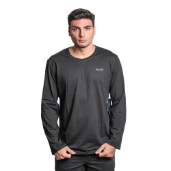 t-shirt polo ralph lauren UOMO BLACK - 714950582008 vista frontale indossata