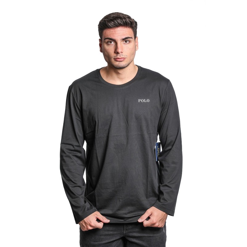 t-shirt polo ralph lauren UOMO BLACK - 714950582008 vista frontale indossata