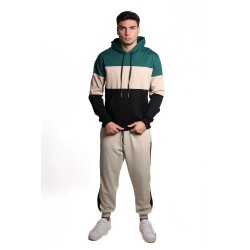pantalone tuta maison 9 paris UOMO CREMA/NERO - M9P4361 vista completo frontale