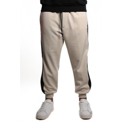 pantalone tuta maison 9 paris UOMO CREMA/NERO - M9P4361 vista frontale indossato