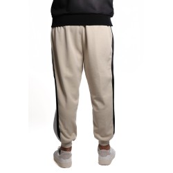 pantalone tuta maison 9 paris UOMO CREMA/NERO - M9P4361 vista posteriore indossato