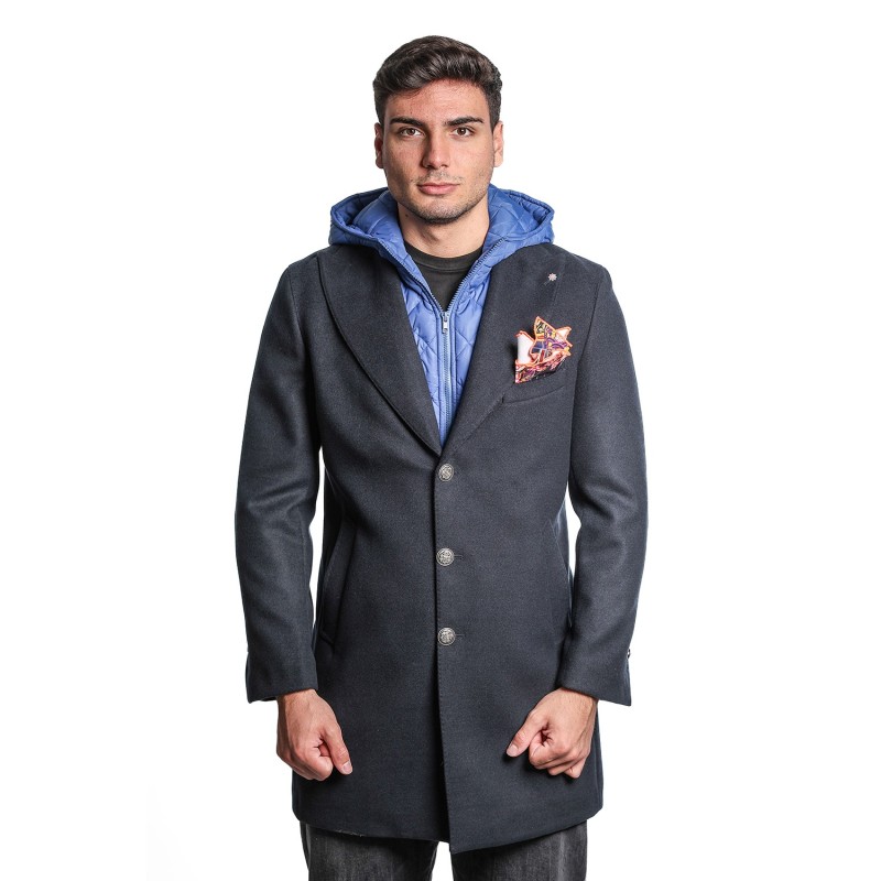 cappotto bharnaba philosophy UOMO BLU - NIGERIA - CP-2010GB vista frontale indossato