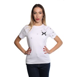 t-shirt john richmond DONNA WHITE - UWA24035TS 1F vista frontale indossata