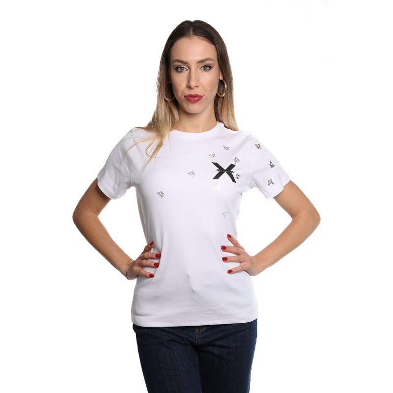 t-shirt john richmond DONNA WHITE - UWA24035TS 1F vista frontale indossata