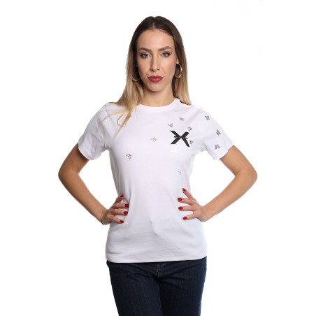 t-shirt john richmond DONNA WHITE - UWA24035TS 1F vista frontale indossata