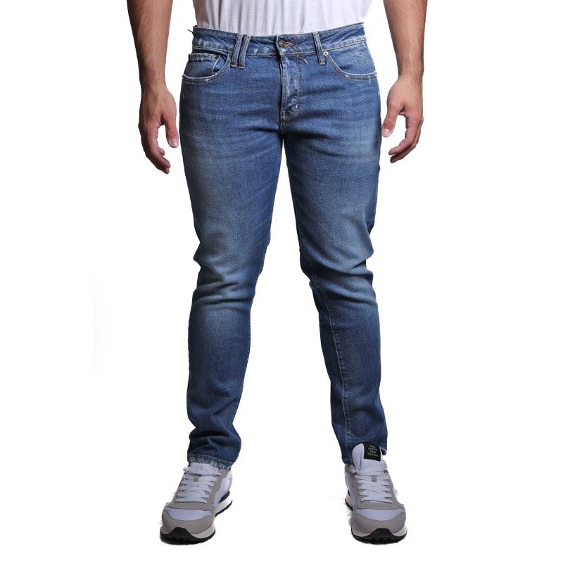 jeans cycle UOMO 07 NAVY BLUE - BONE COMFORT SKINNY MEDIUM VINTAGE DISTRESSED - 441P509 vista frontale indossato
