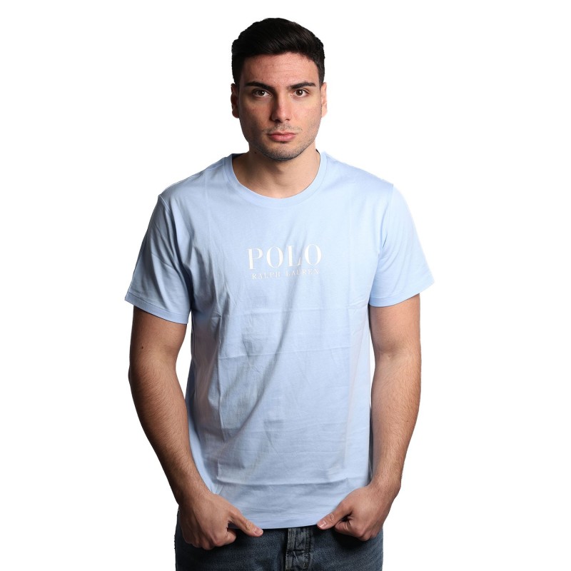 t-shirt polo ralph lauren UOMO AZZURRA BLUE - 714899613018 vista frontale