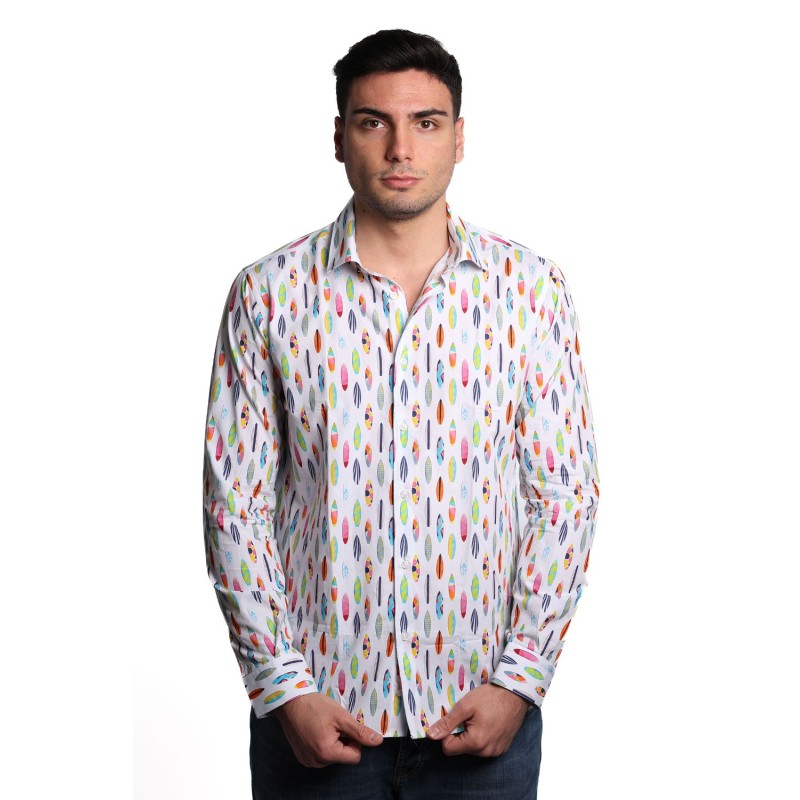 camicia alessandro lamura UOMO BIANCA V.U - SAM3028 vista frontale
