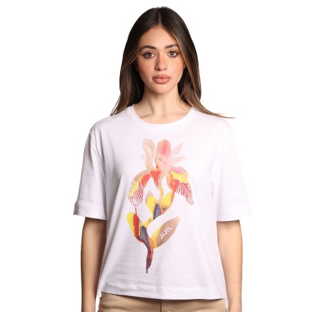t-shirt jijil DONNA BIANCA 1463 IRIS CORALLO/GIALLO - JPE25TS228 vista frontale