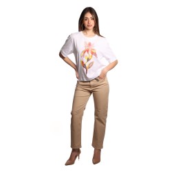 t-shirt jijil DONNA BIANCA 1463 IRIS CORALLO/GIALLO - JPE25TS228 vista completo frontale