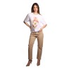 t-shirt jijil DONNA BIANCA 1463 IRIS CORALLO/GIALLO - JPE25TS228 vista completo frontale