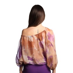 blusa jijil DONNA 1492 PAINTING CAMMELLO E VIOLA - JPE25BL309 vista posteriore