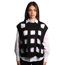 gilet e camicia jijil DONNA 0074 NERO E BIANCA - JPE24AA085 vista frontale