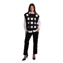 gilet e camicia jijil DONNA 0074 NERO E BIANCA - JPE24AA085 vista completo frontale