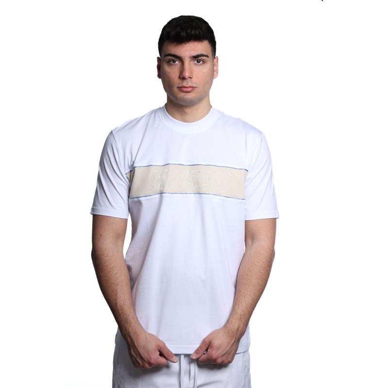 t-shirt maison 9 paris UOMO BIANCA E CREMA - M9M2817 vista frontale