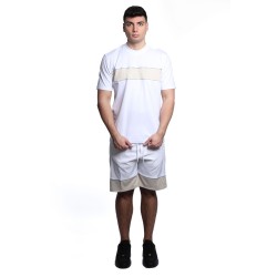 bermuda maison 9 paris UOMO BIANCO E CREMA - M9S840 vista completo frontale