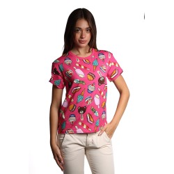 t-shirt moschino DONNA FUCSIA 1206 - V2A0707 - 9413 vista frontale