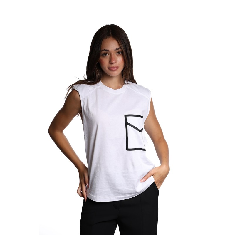 t-shirt jijil DONNA 0088 BIANCA E NERA - JPE23TS443 vista frontale