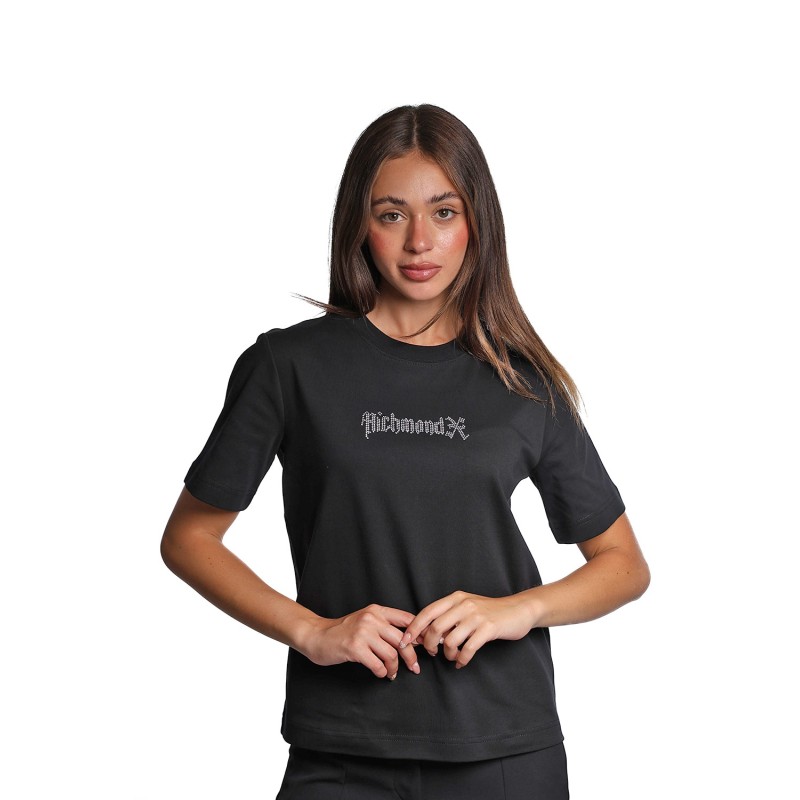 t-shirt john richmond DONNA BLACK - UWP25173TS AYT vista frontale