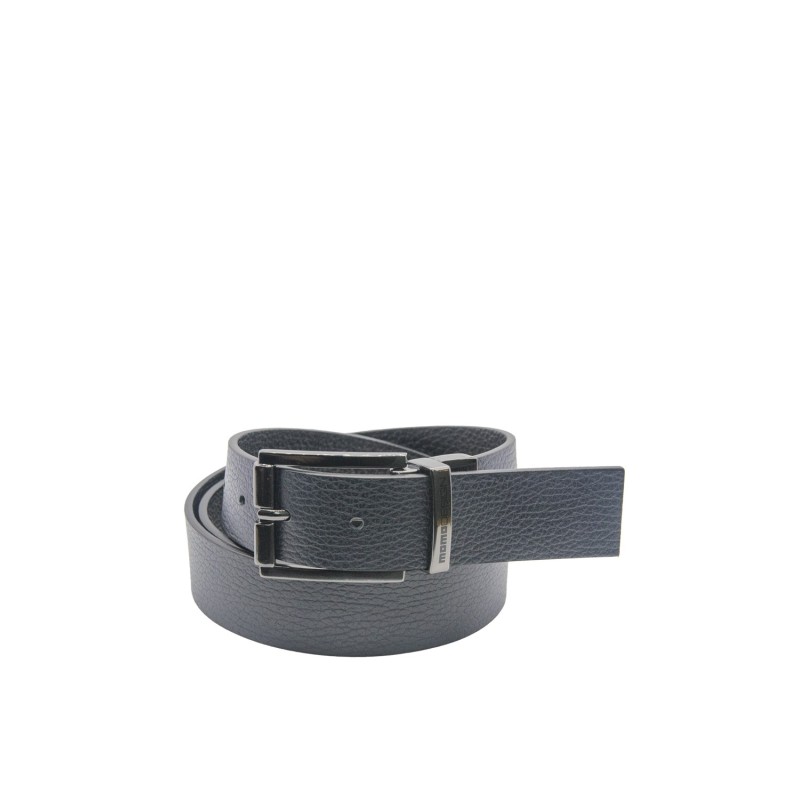 cintura reversibile momodesign UOMO BLACK E BLUE - MO-82CN vista frontale blu