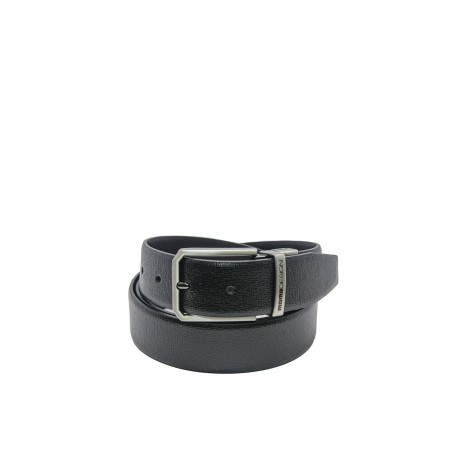 cintura reversibile momodesign UOMO BLACK/BLACK - MO-80CN vista frontale trama saffiano