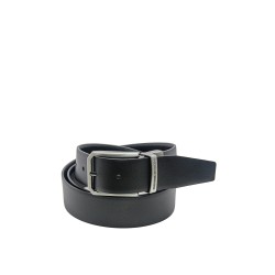 cintura reversibile momodesign UOMO BLACK/BLACK - MO-80CN vista frontale trama liscia