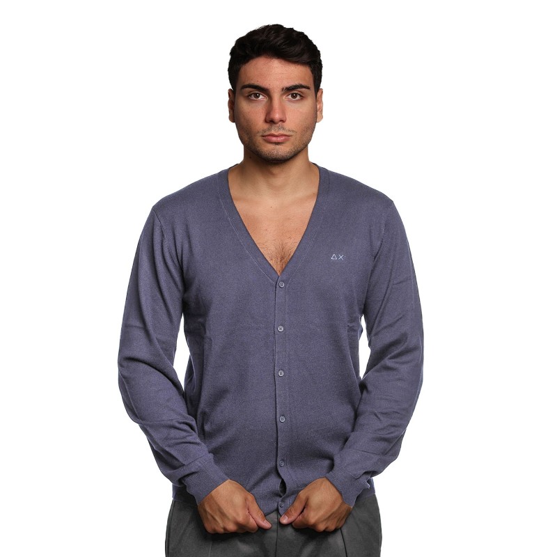cardigan sun68 UOMO 07 NAVY BLUE - K45103 vista frontale