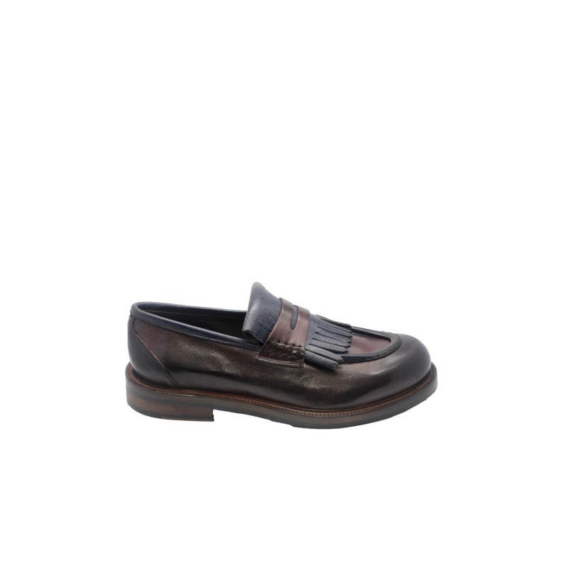 mocassini jp/david UOMO BORDEAUX E BLU NEW MESSICO PROFONDO E BRETAGNA - 60726/2 vista laterale