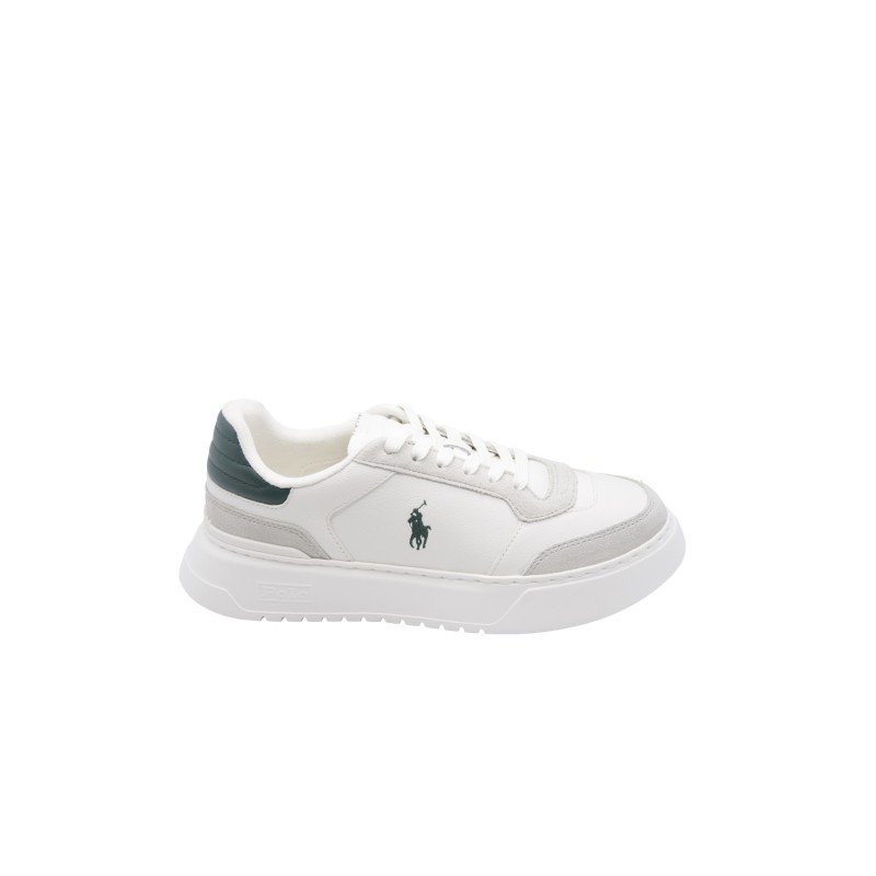 scarpe polo ralph lauren UOMO BIANCHE E VERDI WHITE/FOREST - RLITE SPORT-SK-LTL vista laterale