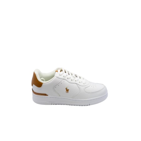 scarpe polo ralph lauren UOMO BIANCHE E CUOIO WHITE/TAN - MASTERS CRT-SK-LTL vista laterale