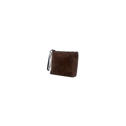 pochette marc ellis DONNA MARRONE COCOA - BUBY SUEDE CLUTCH vista laterale