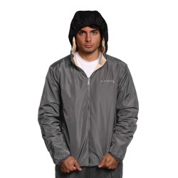 giubbino reversibile john richmond UOMO BEIGE E NERO IRISH CREAM/BLACK - UMA25044GB vista frontale nero cappuccio