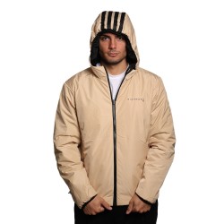 giubbino reversibile john richmond UOMO BEIGE E NERO IRISH CREAM/BLACK - UMA25044GB vista frontale beige cappuccio