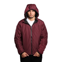 giubbino reversibile john richmond UOMO BORDEAUX E NERO FIG/BLACK - UMA25044GB vista frontale bordeaux cappuccio
